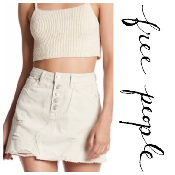 ❤️ NWT! Free People Creamy White Distressed Skirt - Picture 2 of 9